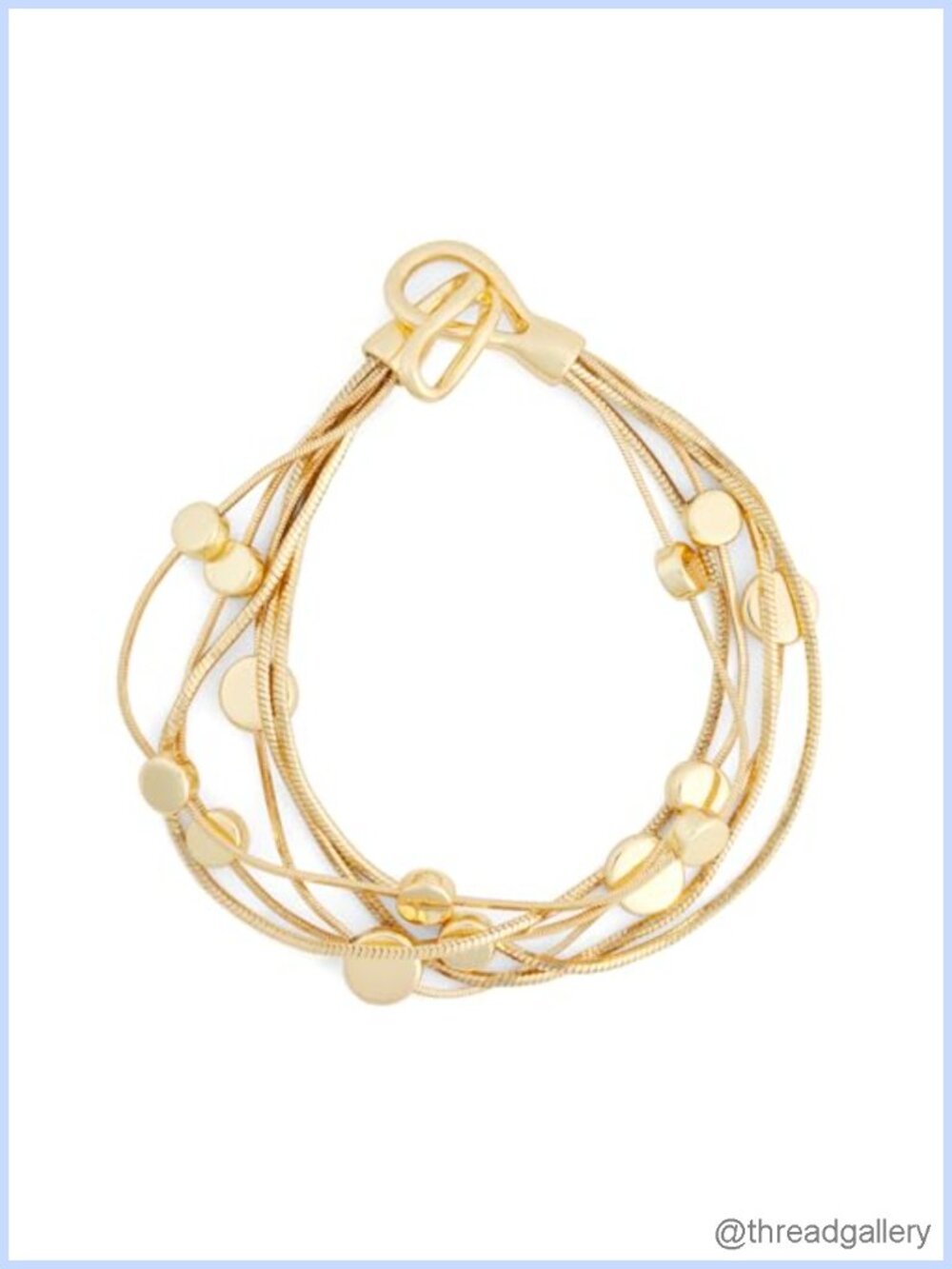 Napier Gold-Tone Multi Row Flex Bracelet Snake Chain Station Beads Link